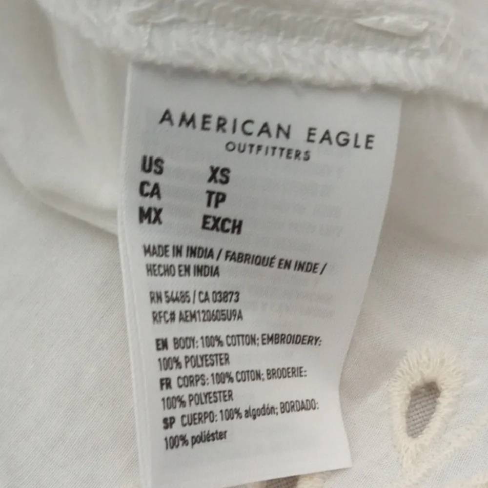 American Eagle Hippie Eyelet Lace Crop Top Square Neck Tie Back Blouse Sz XS